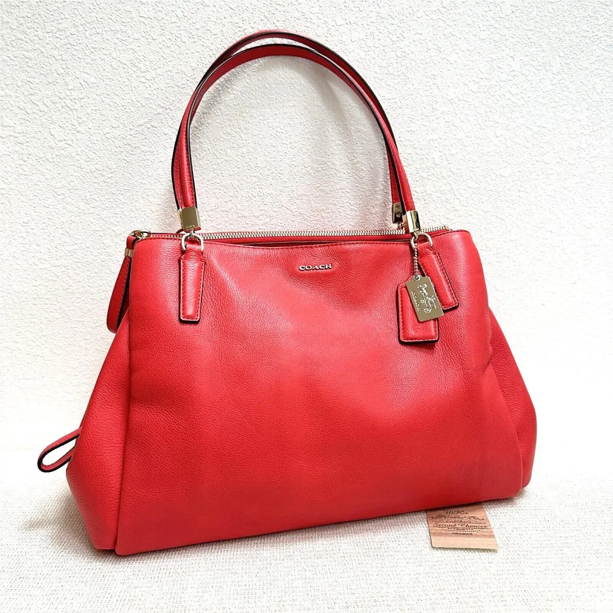 Coach Madison Cafe Leather 27859 Carryall Satchel in Red Leather no Defects