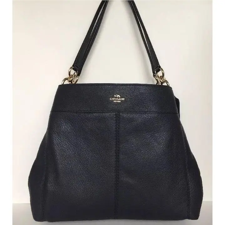 Coach 57545 Lexy Shoulder Bag Pebble Leather Im/ Midnight Gold Size Medium