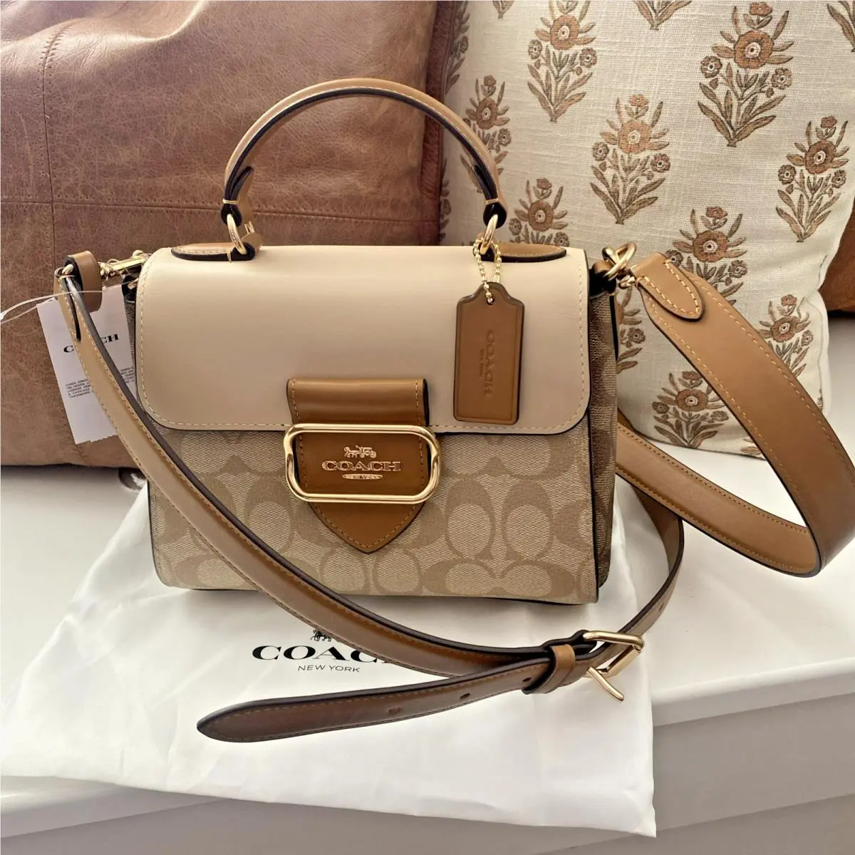 Coach Morgan Top Handle Satchel Crossbody In Blocked Signature Canvas CR327
