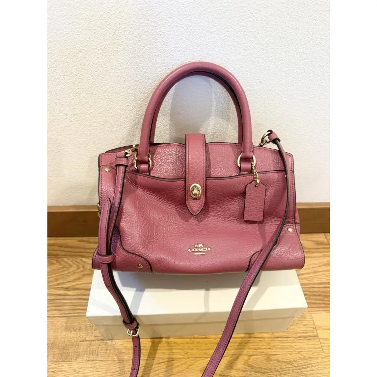Coach 37779 Grain Leather Mercer Satchel 24 in Light Rouge
