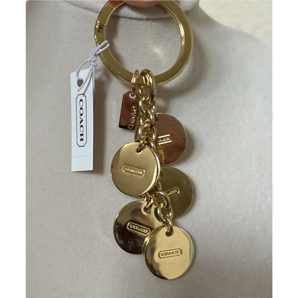 Coach Gold Tone Rhinestone Logo Keychain Bag Charm