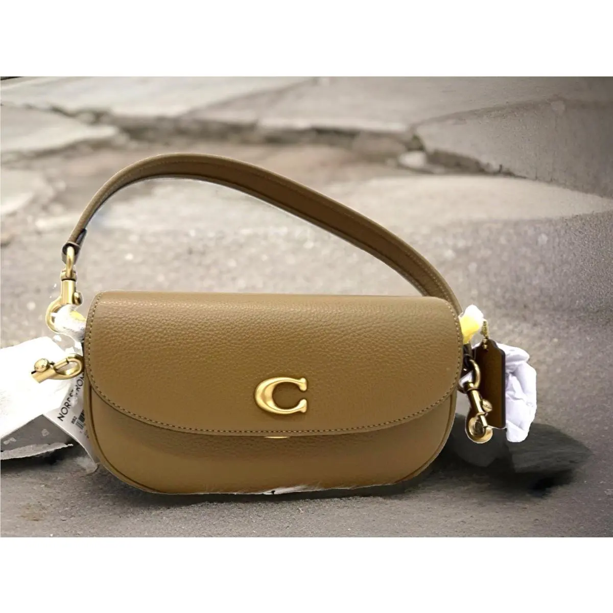 Coach C Logo Pebbled Leather Top Handle Crossbody Bag-muted Olive