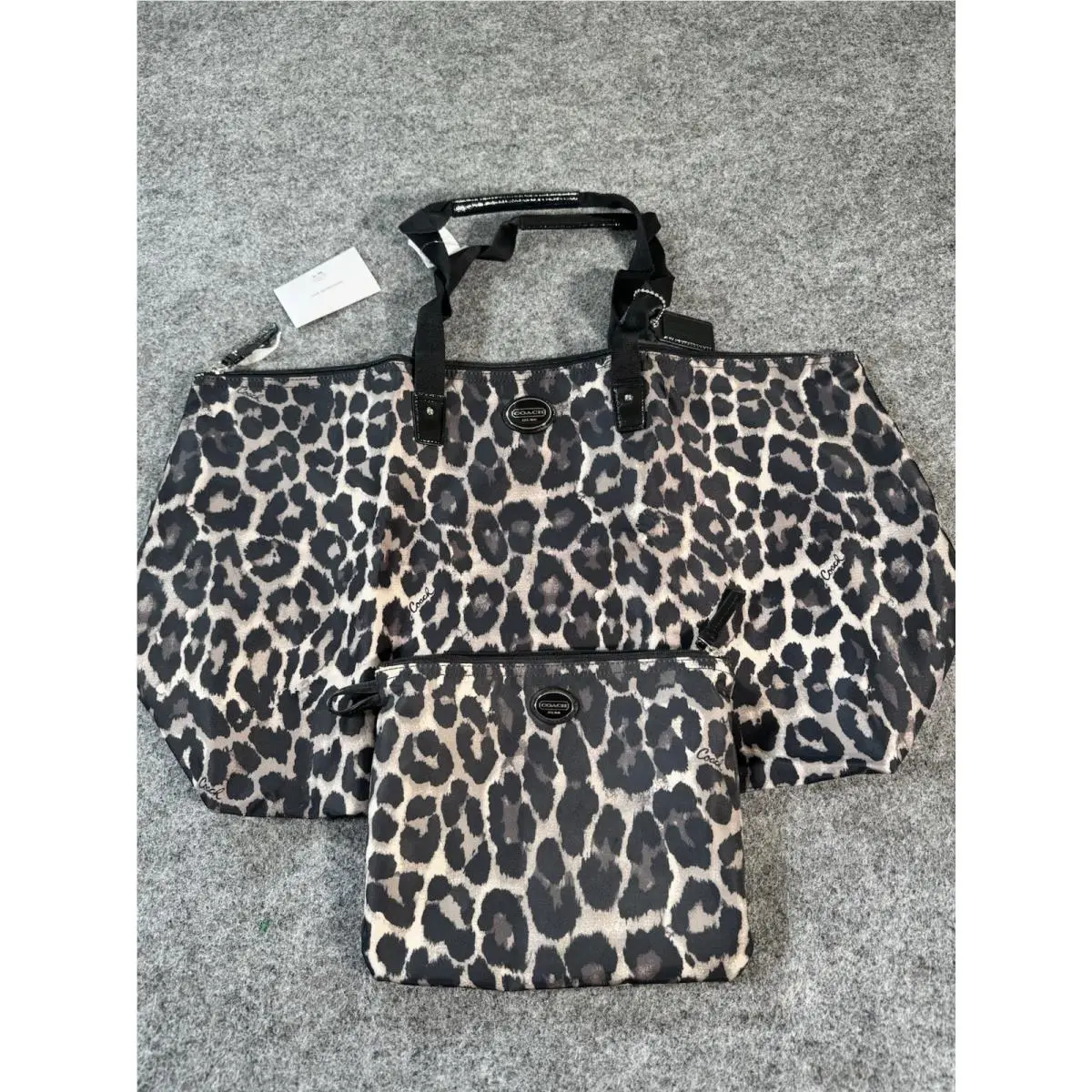 Coach Leopard Print Packable Travel Tote/weekender Bag Purse