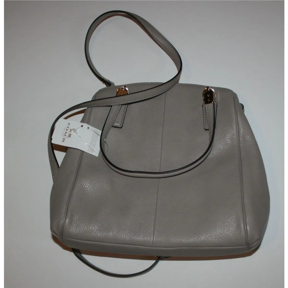 Coach Madison Leather Minetta Satchel Grey 10 x 9 x 4 Purse Handbag