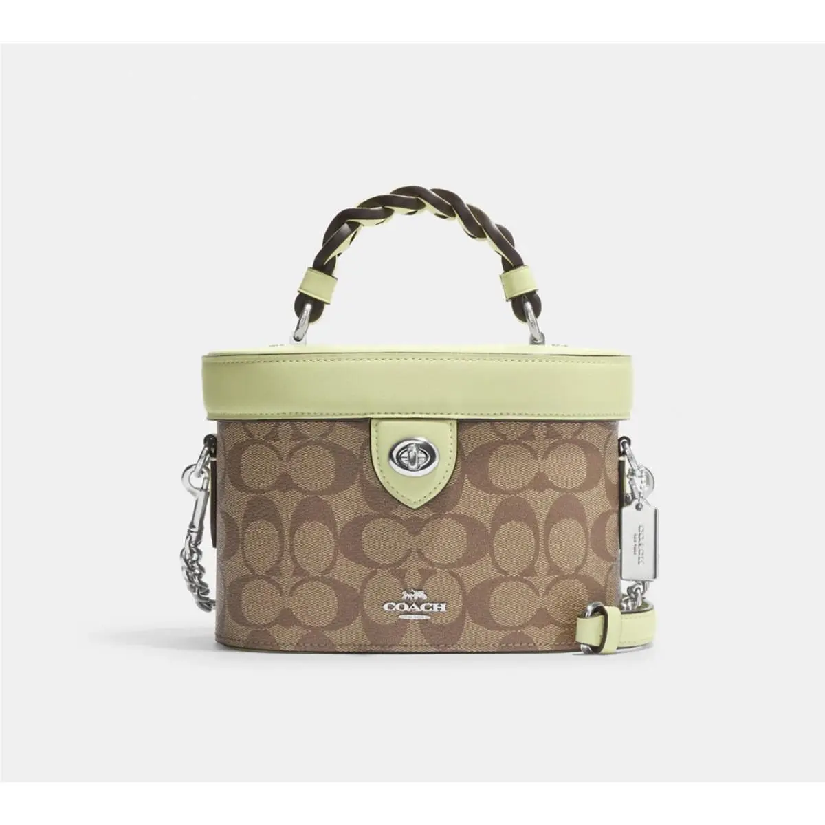 Coach Kay Crossbody In Signature Canvas Silver/khaki/pale Lime