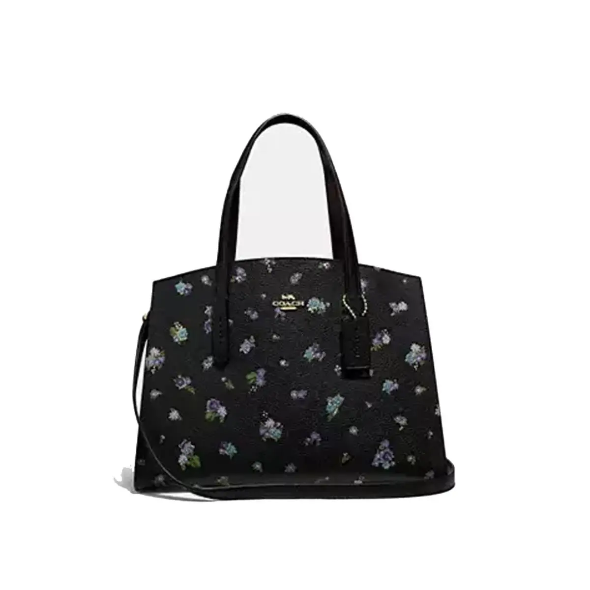 Coach Charlie Carryall Floral Print Bag Large Shoulder Handbag Black Purse