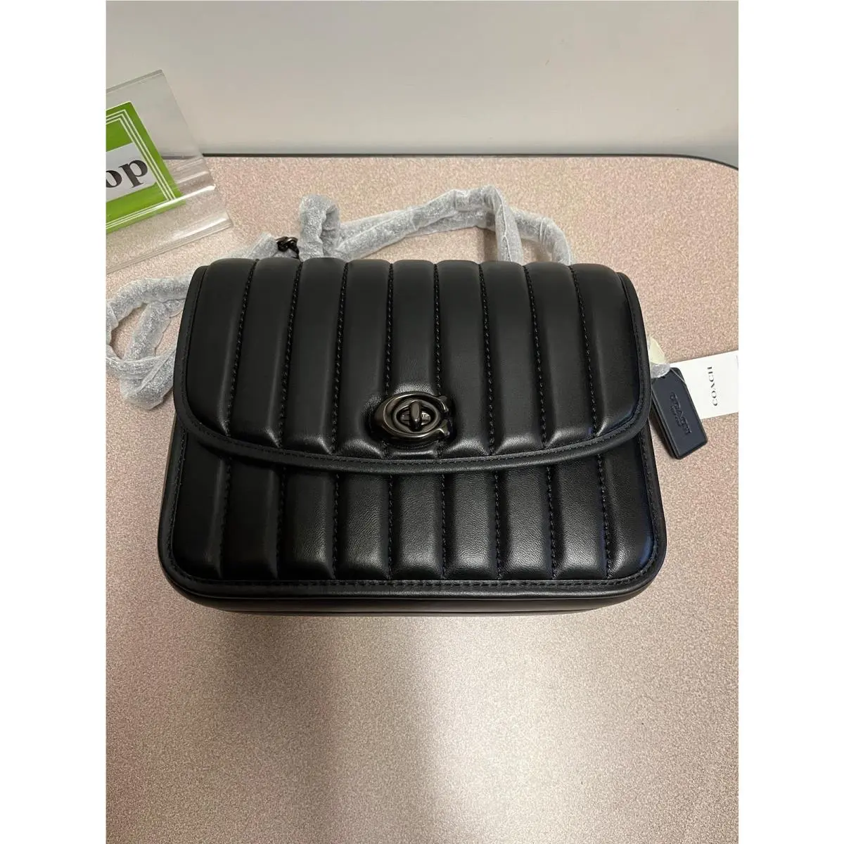 Coach Madison Quilted Leather Medium Pewter Black Shoulder Bag 4684