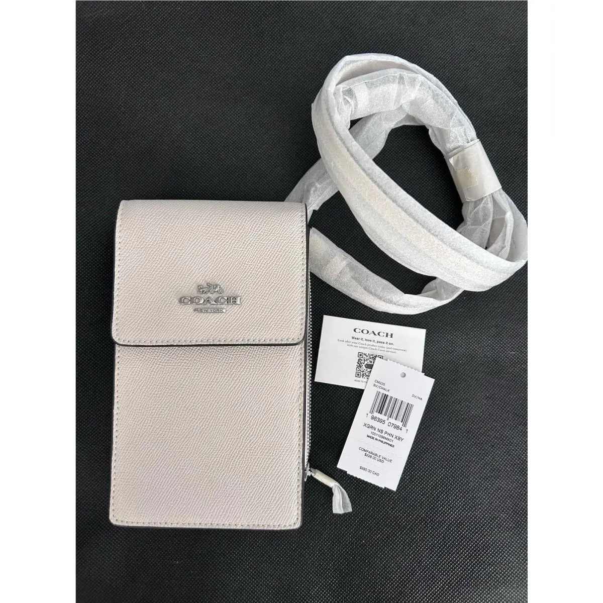 `new Coach` North South Phone Crossbody Shoulder Bag Chalk Ladies