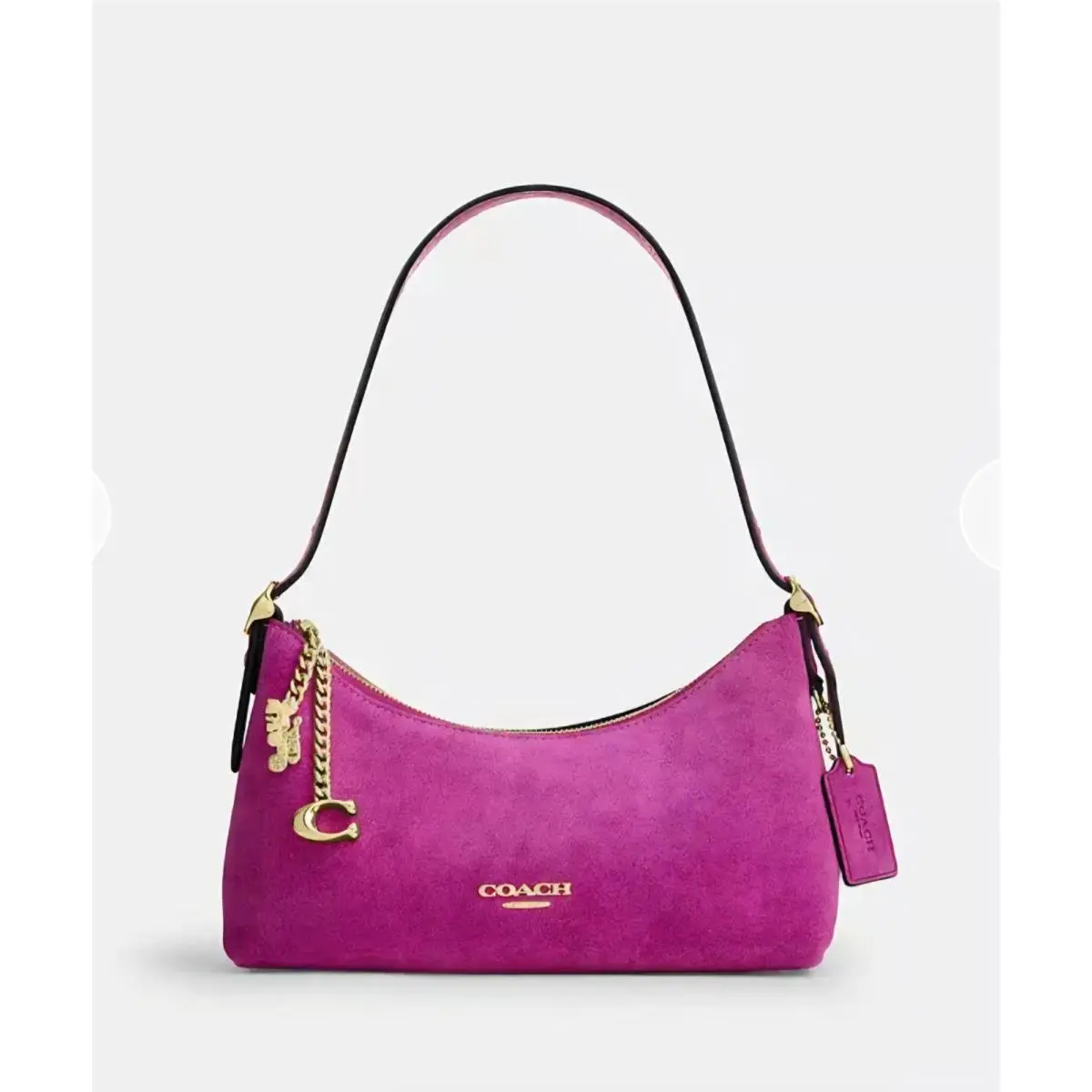 Nwt‼ Coach Emeilia Shoulder Bag in Suede Magenta Leather Gold CGV47 For 2026