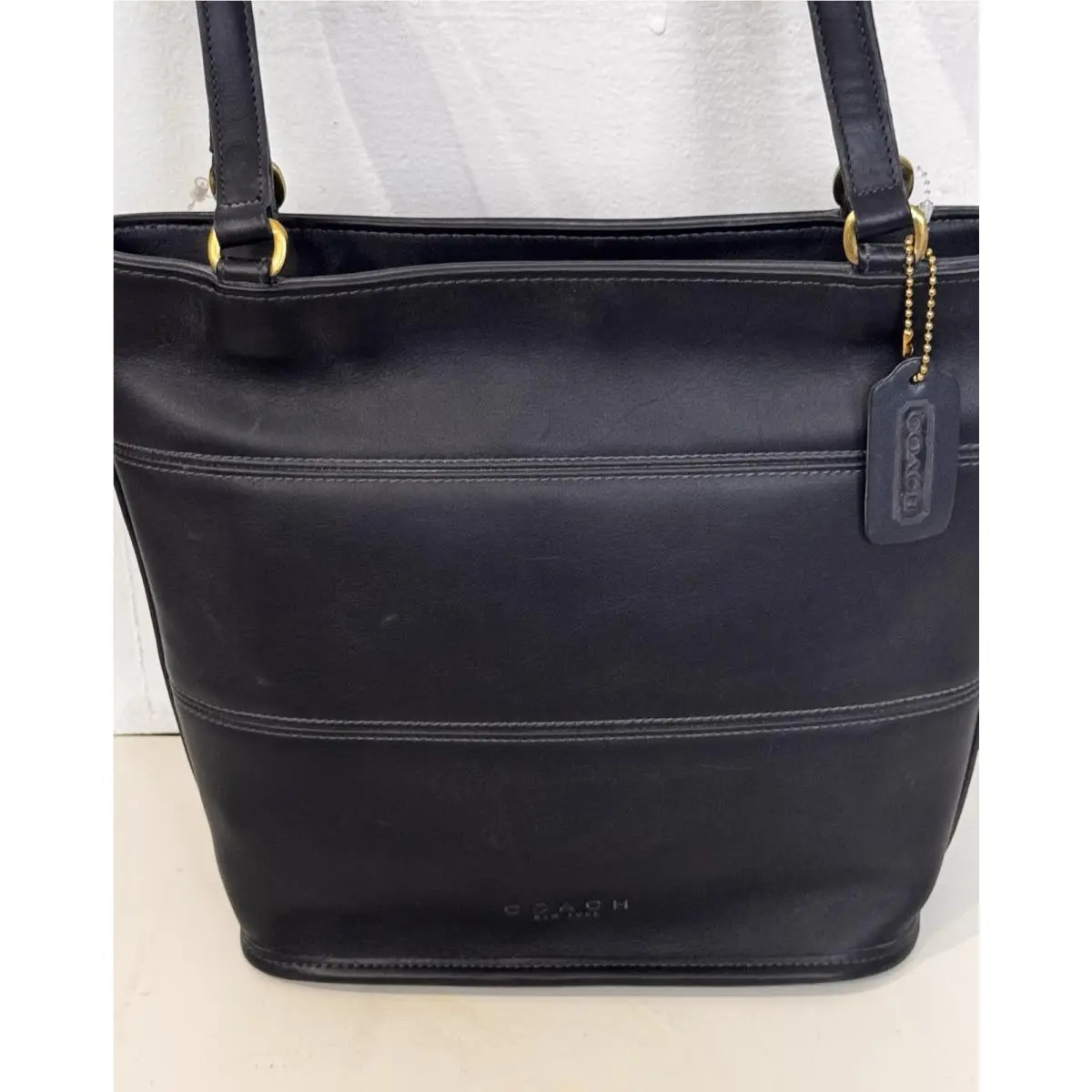 Coach 9098 Vintage Black Leather Tote Shoulder Bag Tribeca Shopper Usa Made