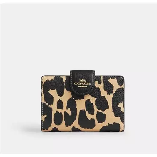 Coach Medium Corner Zip Wallet W/leopard Print