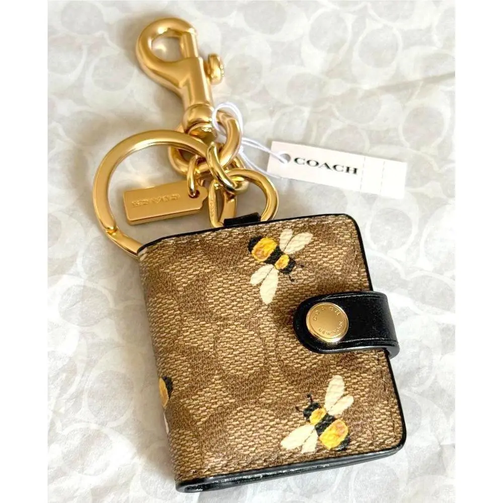 Coach Signature Bee Picture Photo Frame Key Chain Bag Purse Charm C8524 Rare
