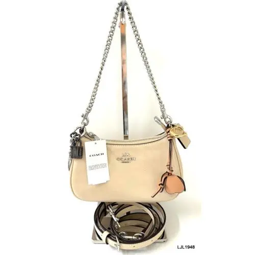 Coach Teri Mini Leather Crossbody Bag with Charms Ivory CDW67