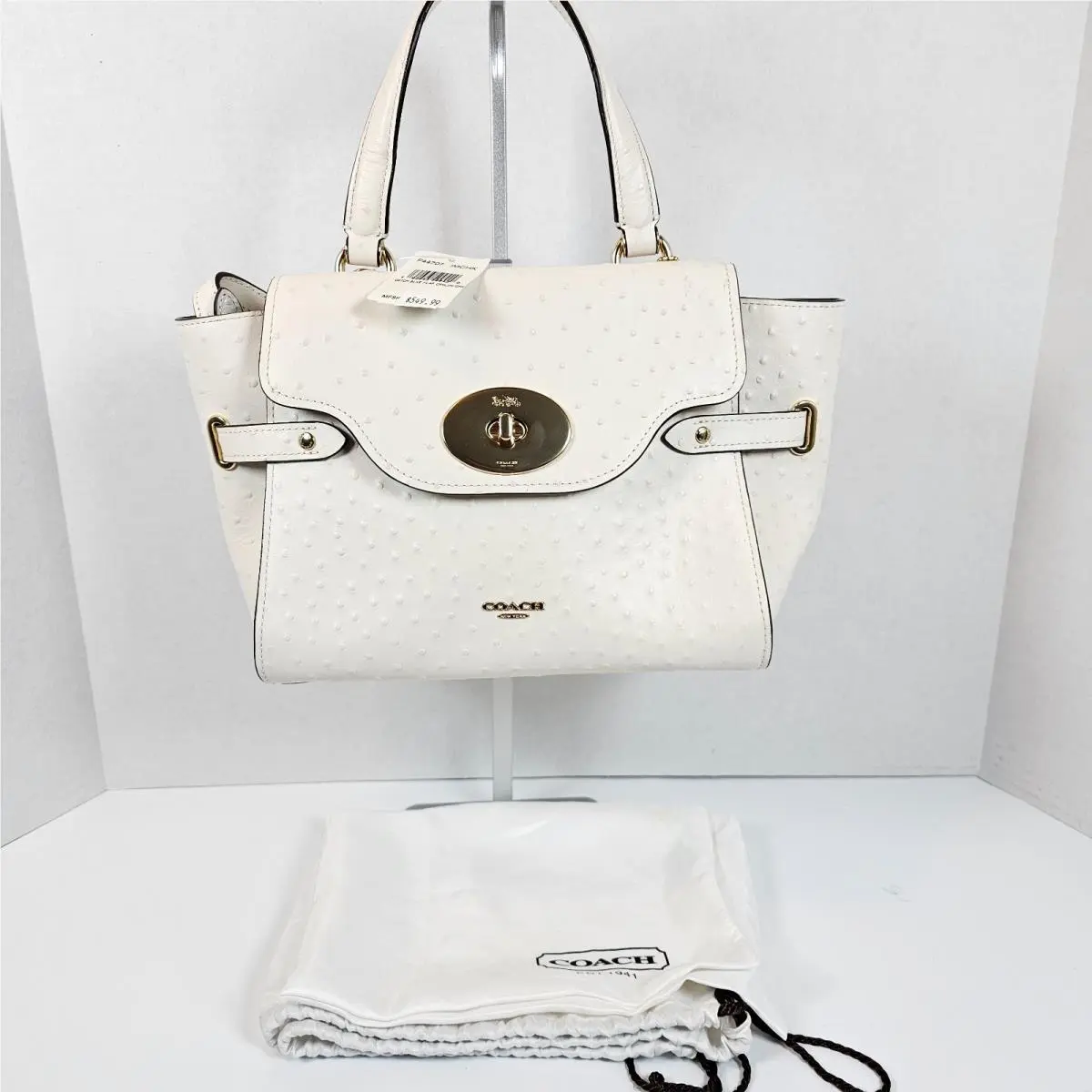 Nos Coach Blake Ostrich-embossed Leather Carryall Im/ivory F44707 +dust Bag