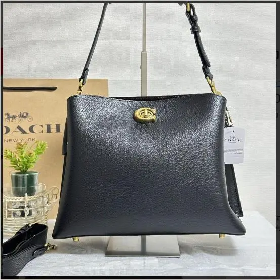 Coach C2621 Willow Shoulder Bag Black Polished Pebble Leather Outlet