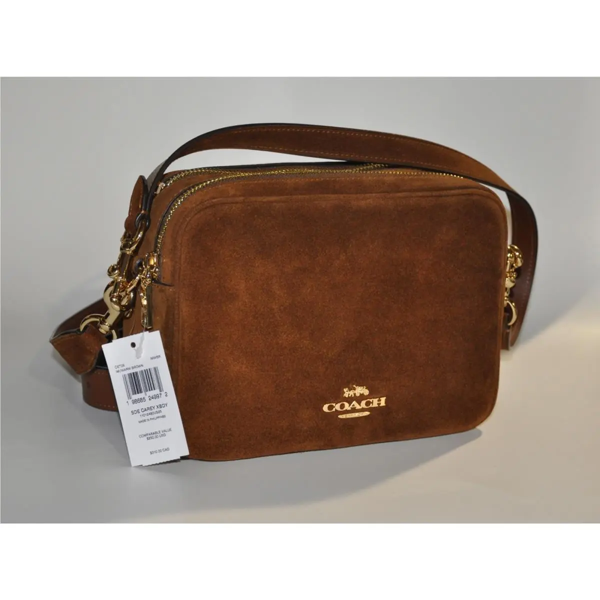 Coach Carey Crossbody Bag CET39 Suede/gold/warm Brown