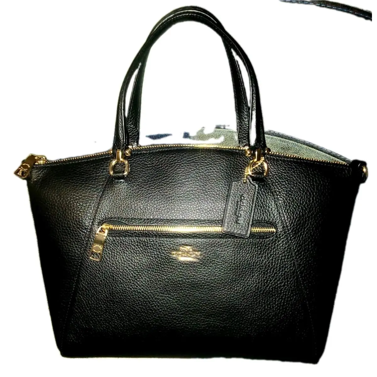 Prairie Satchel in Black Polished Pebble Leather Bag by Coach