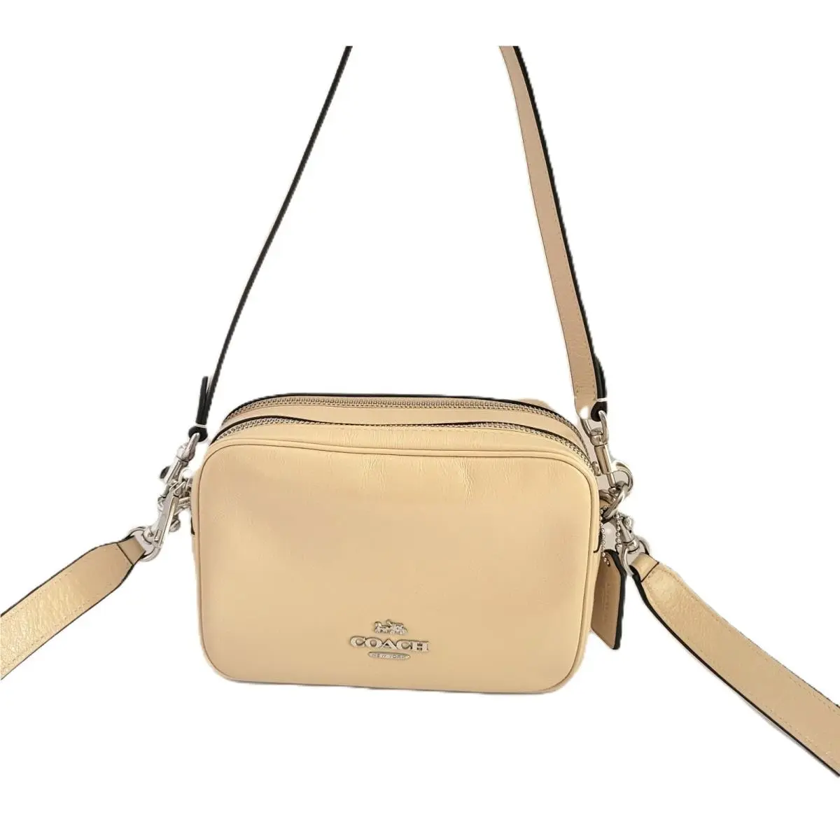 Coach CEK70 Mini Carey Crinkle Leather Crossbody Bag Handbag Ivory