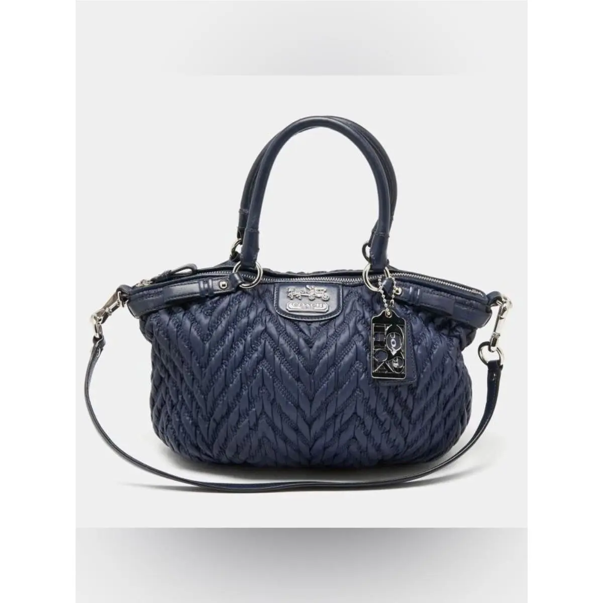 Coach Madison 70th Anniversary Quilted Nylon Sophia Satchel 18637 in Navy