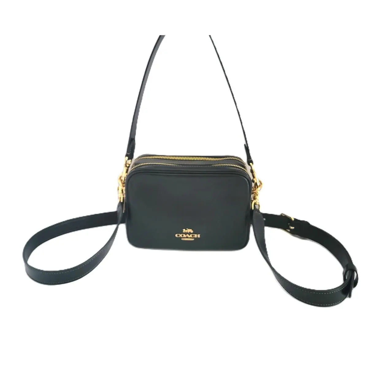 Coach CEA02 Mini Carey Crinkle Leather Crossbody Bag Handbag Black