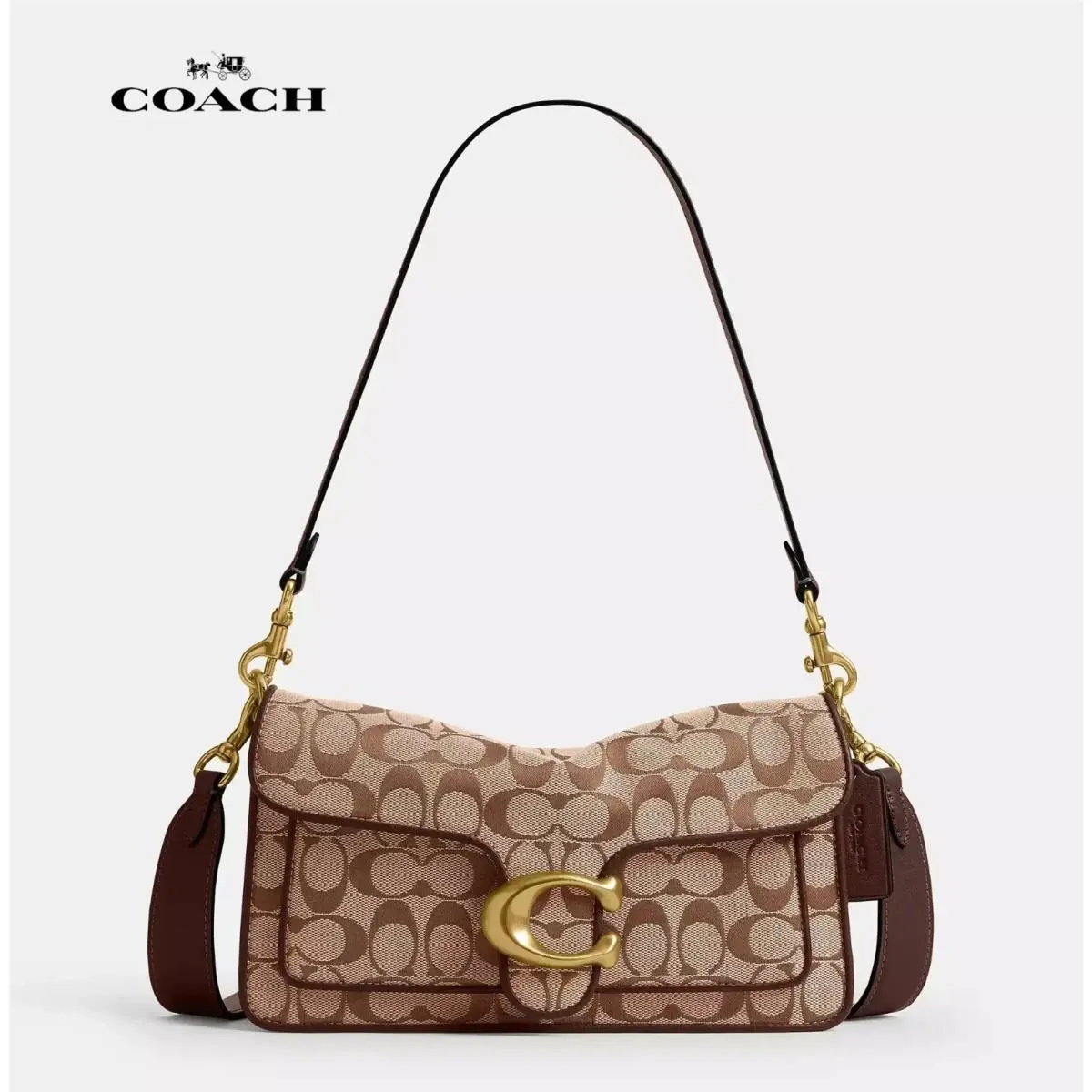 Coach Tabby 2way Shoulder Bag 26 Signature Jacquard CFG02 B4ZIO Khaki Maple