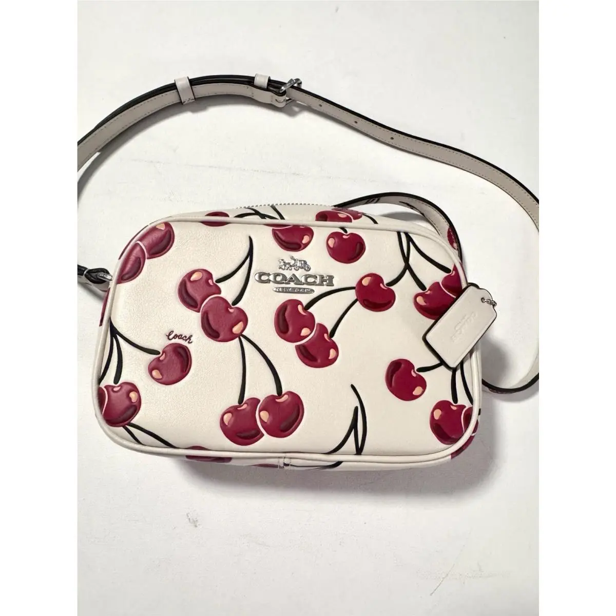 Coach Mini Jamie Camera Bag Crossbody with Cherry Print. and Gift Box