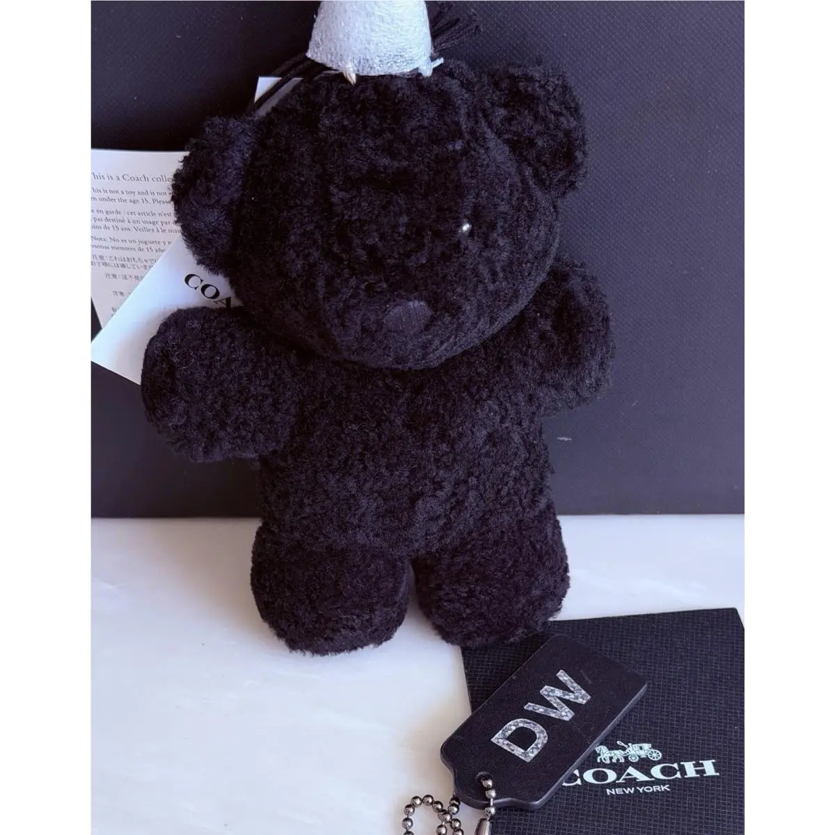 Coach Black Shearling Bear Bag Charm Fob CFU66