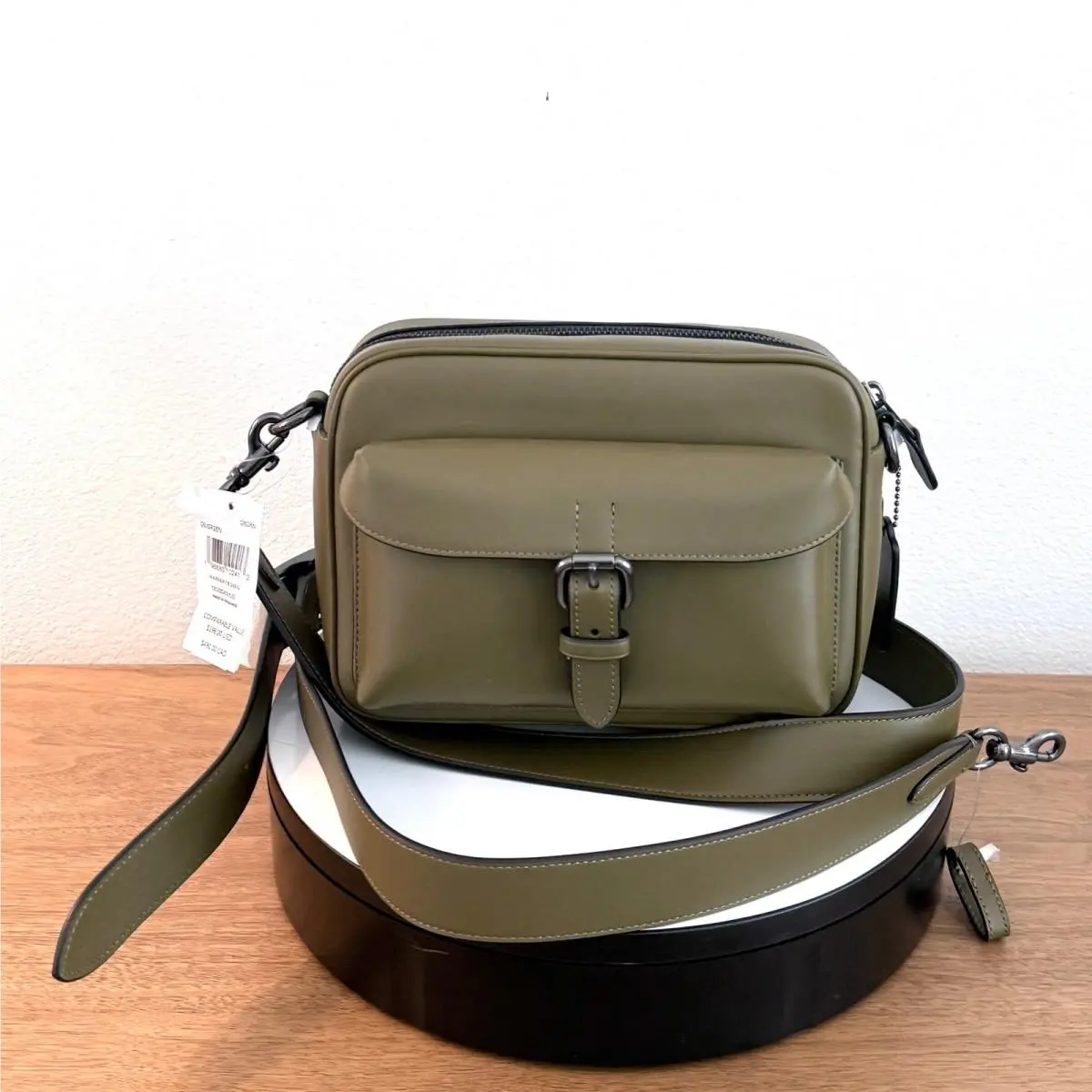 Coach Olive Green Glovetanned Leather Crossbody Bag Gunmetal Hardware CB163