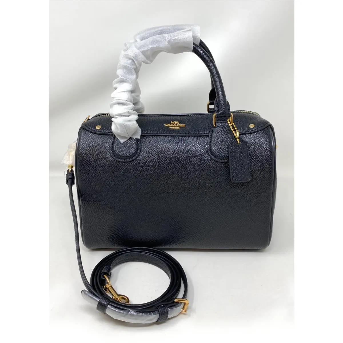 Coach Crossgrain Leather Mini Bennett Convertible Satchel - Black