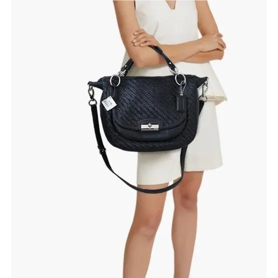 Coach Kristin Woven Leather Shoulder Crossbody Hobo Bag Purse