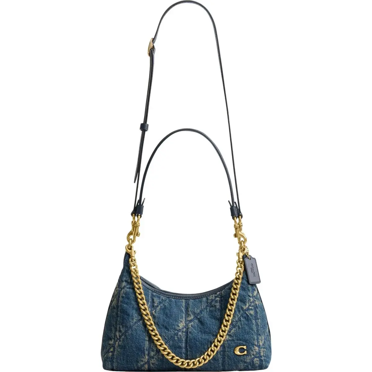 Authent NWT$450 Coach Juliet Shoulder Bag 25 Denim Quilting Dark Indigo 3 Straps