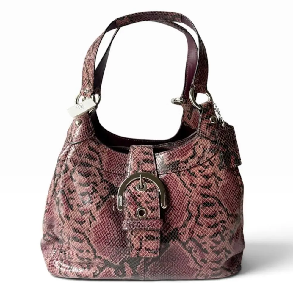 Coach Soho Lynn Pink Python Snake Embossed Leather Shoulder Purse F17419 Y2K