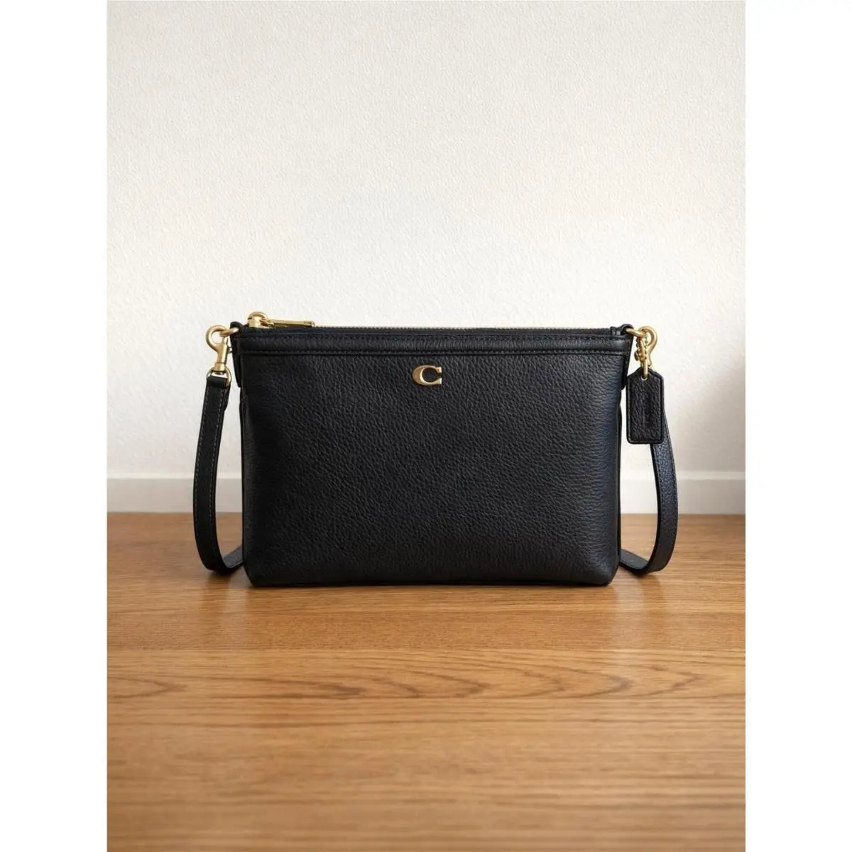 Coach Legacy Zip Top Crossbody Bag Small Leather - Brass/black