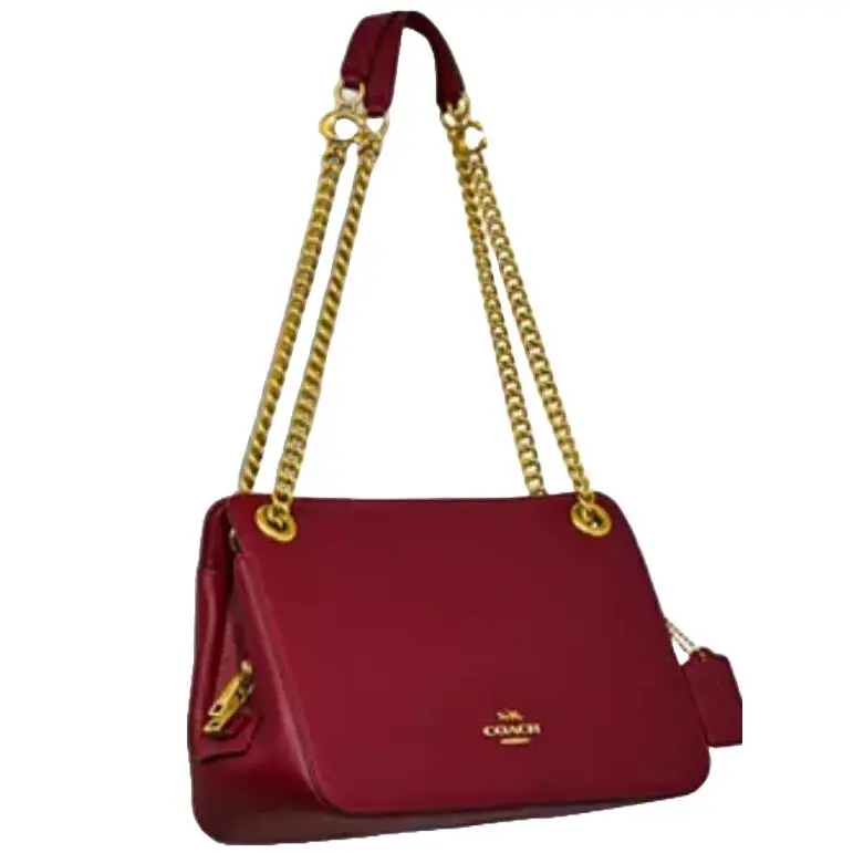 Coach 78798 Deep Red Pebble Bryant Convertible Carryall Chain Shoulder Bag