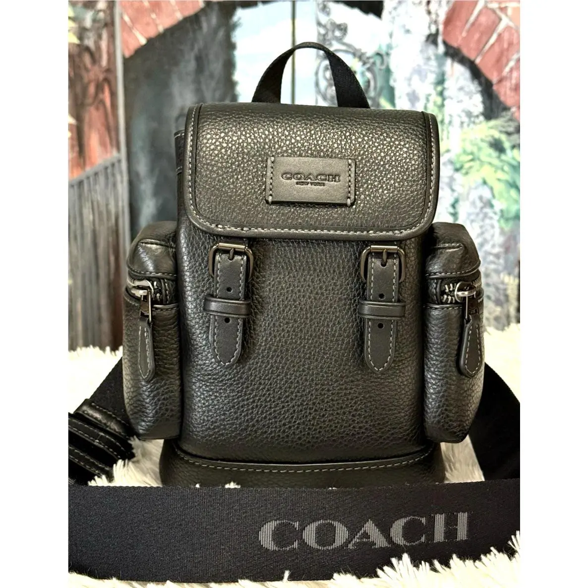Sprint Sling Pack Mini Backpack Crossbody Bag CBF63 In Black Gunmetal by Coach