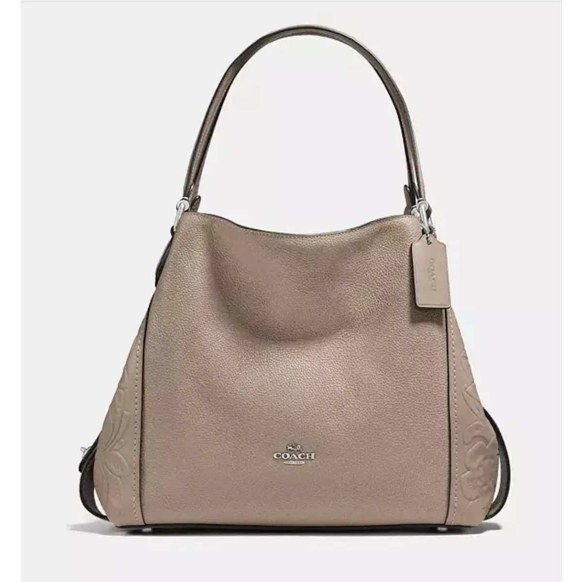 Coach Cosch 12034 Edie Shoulder Bag 31 with Tea Rose Tooling Color Stone - Silver Hard