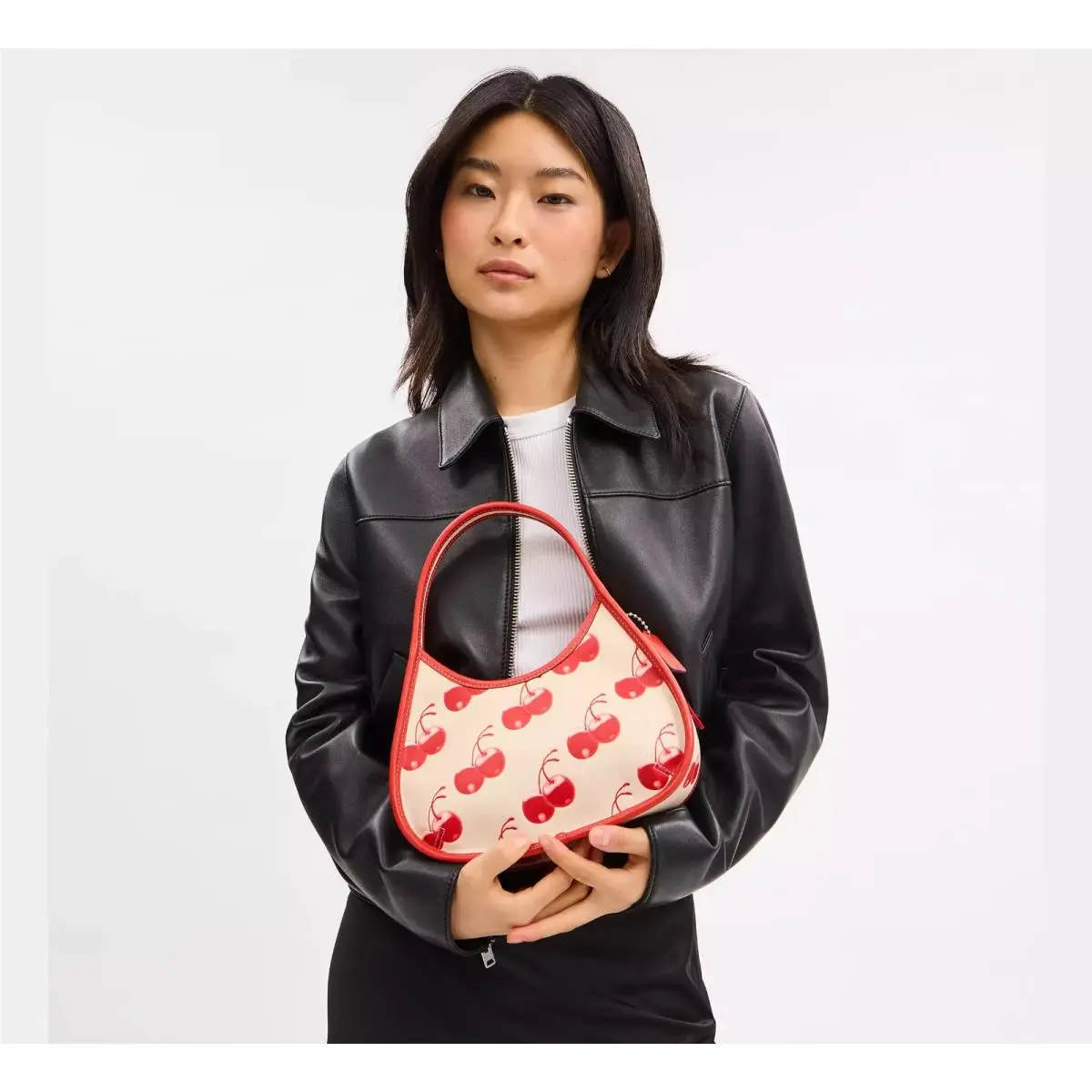 Coach CL754 Ergo Bag with Cherry Print Coachtopia Leather Cloud Multi Small