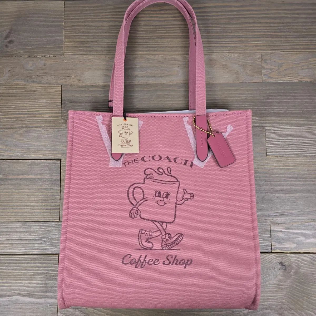 Coach Cafe Lil Miss Jo Coffee Shop Canvas Tote Limited Edition - Rouge Pink