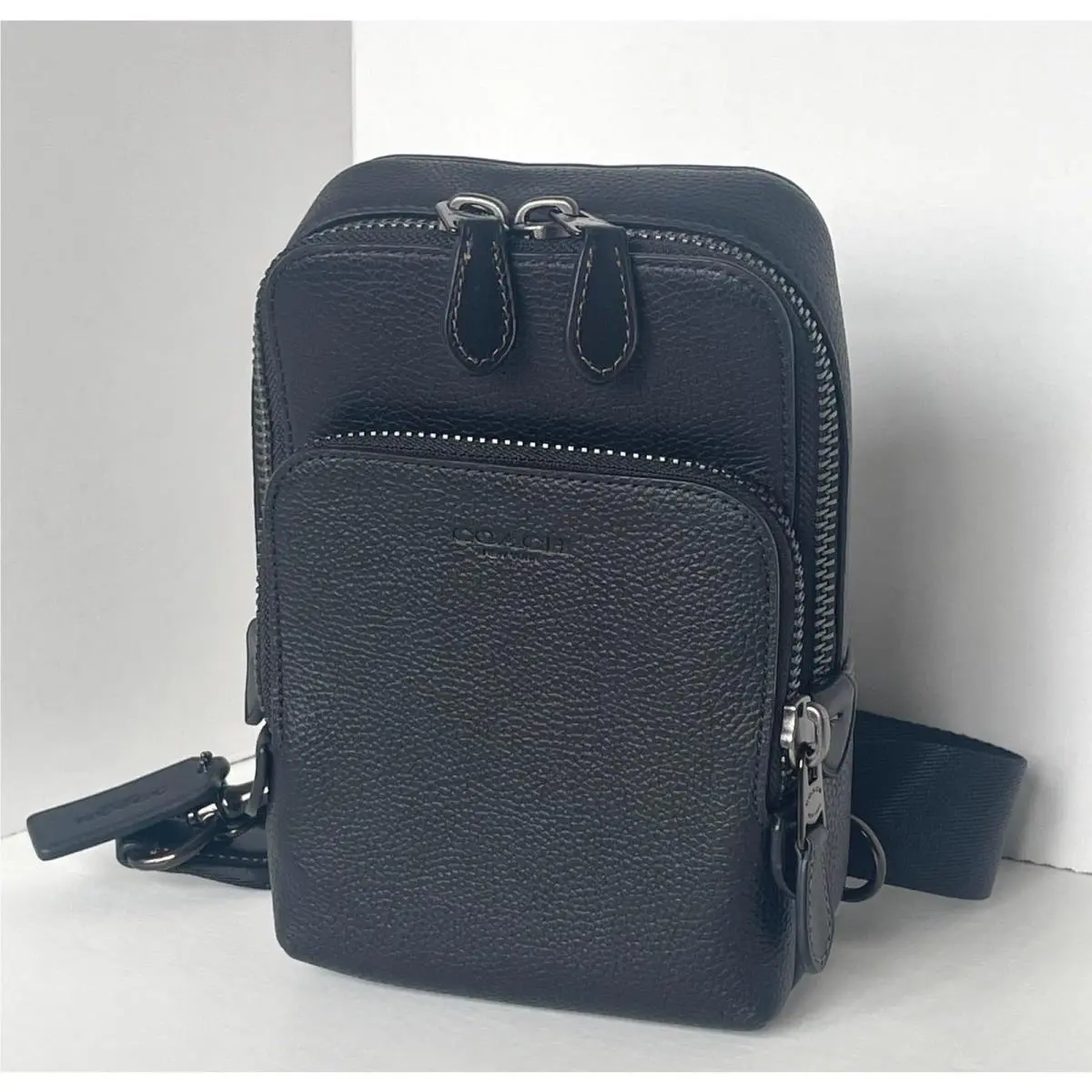 Coach Gotham 13 Sling Pack CR849 Small Black Leather Crossbody Bag