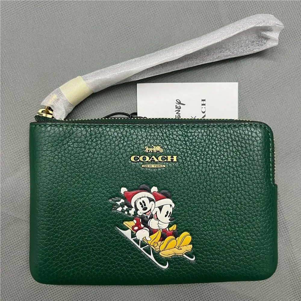 C02 Disney X Coach Corner Zip Wristlet with Sled Motif