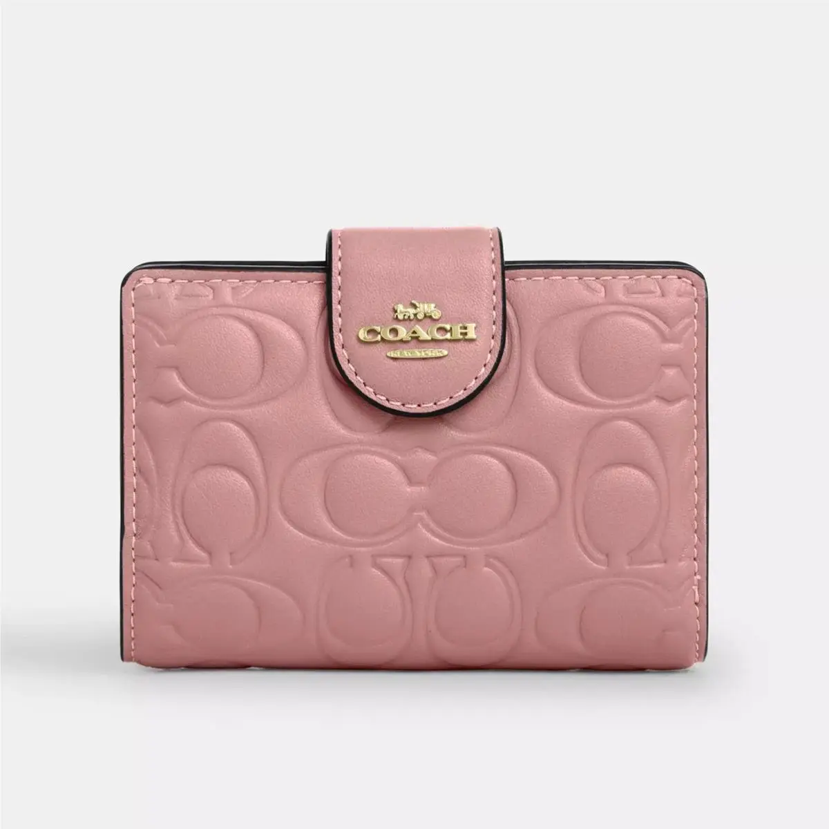 Coach Medium Corner Zip Wallet In Signature Leather Pink Petal