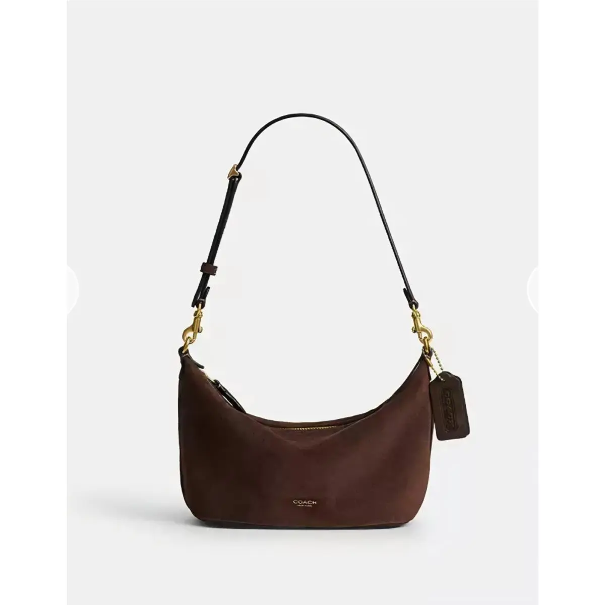 Coach Demi Bag Dark Chocolate Leather Suede Shoulder Crossbody CFT41