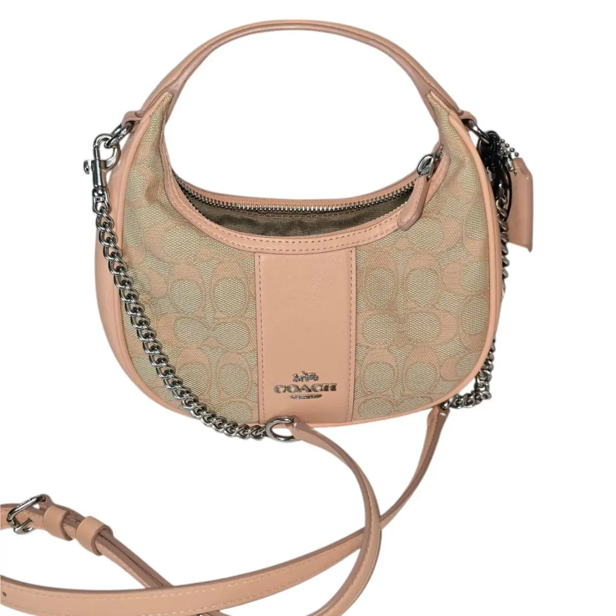 Coach Carmen Mini Crossbody in Signature Jacquard Faded Blush Top Handle