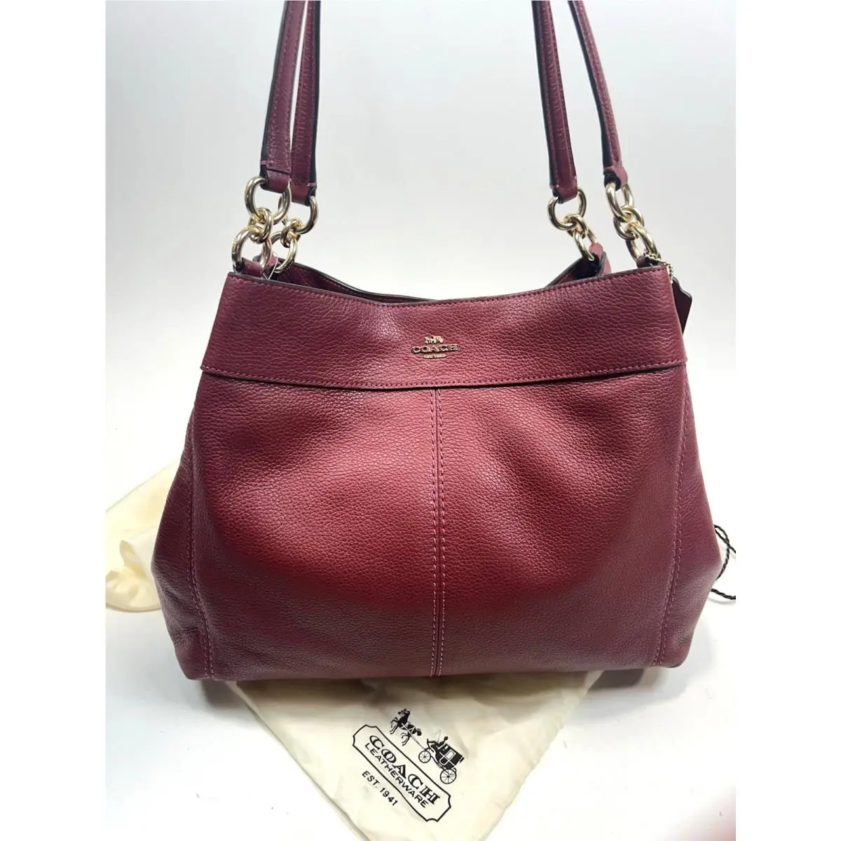 Coach Pebble Leather Lexy Shoulder Bag Cherry W/dust Bag
