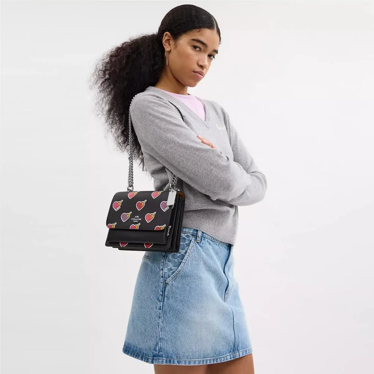 Coach Klare Crossbody Bag with Heart Bolt Print CW436