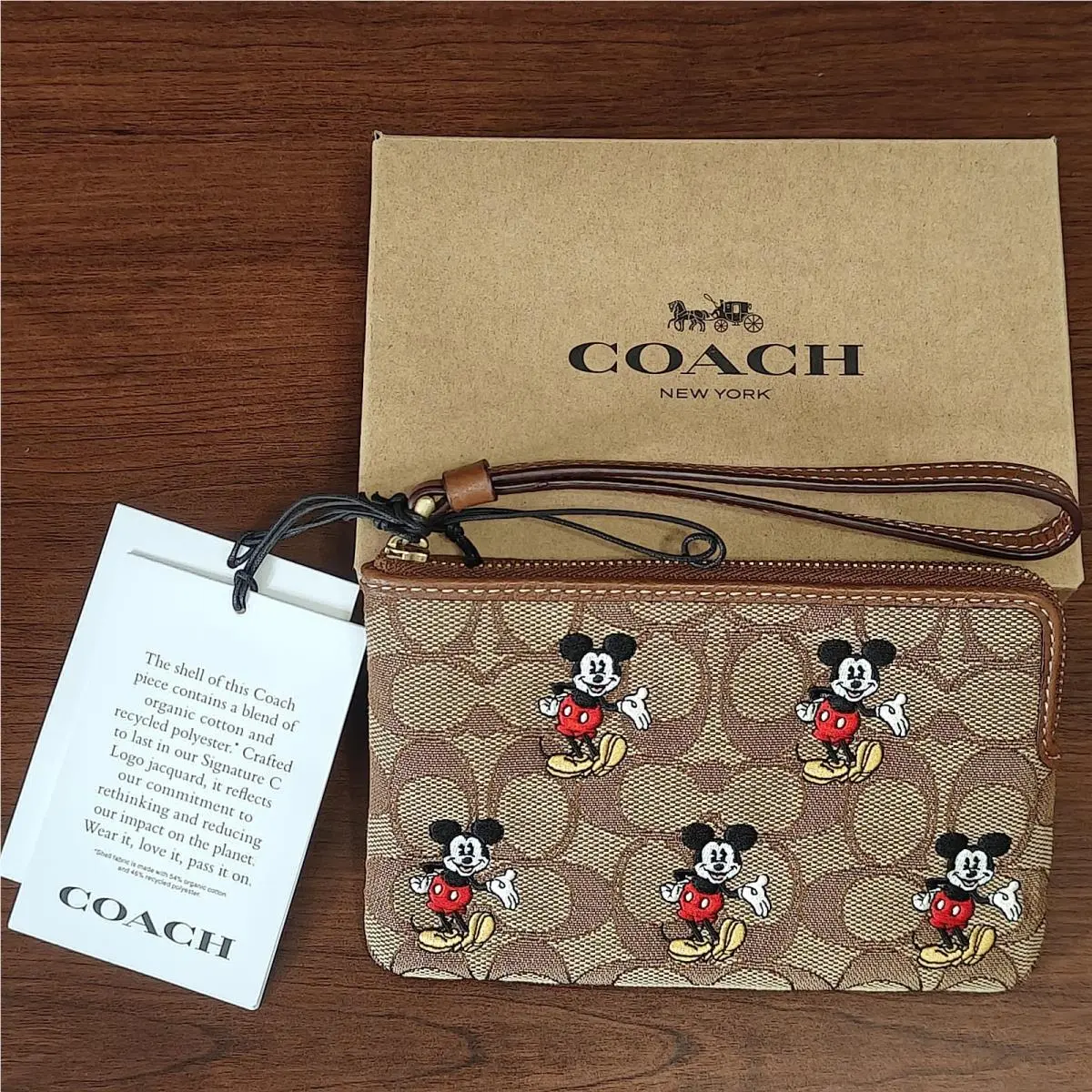 Disney x Coach Corner Zip Wristlet Mickey Mouse Print CN033