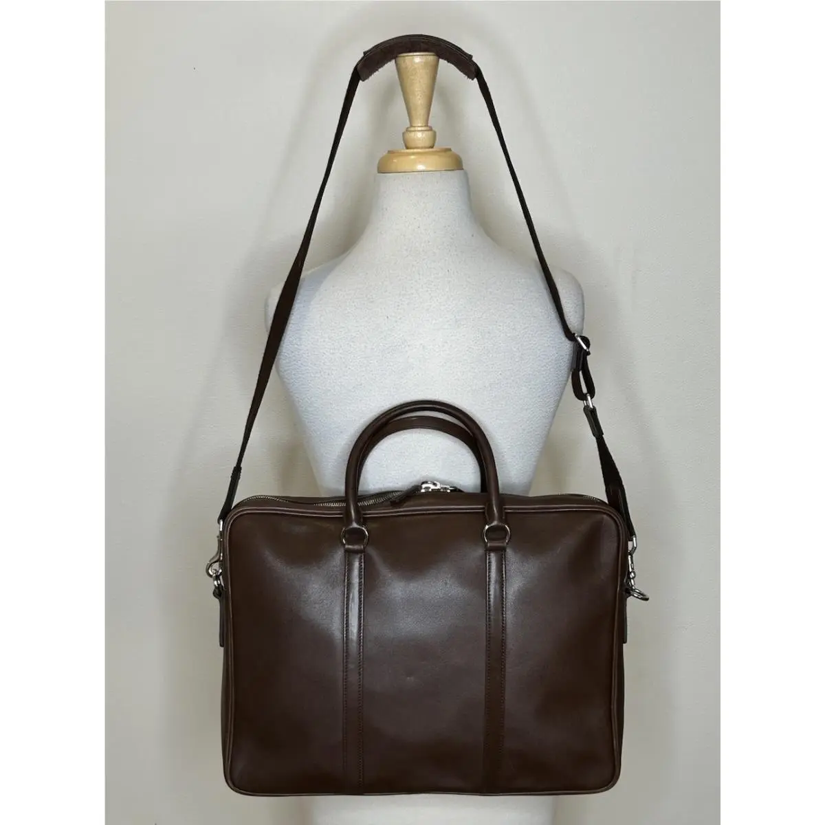 Coach Men`s Briefcase Business Bag 2 Way Zip Slim Nos 5338 Brown Leather
