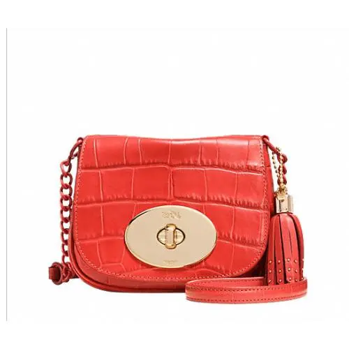 Coach Liv Crossbody IN Croc Embossed Leather Shoulder Bag 35199 Watermelon