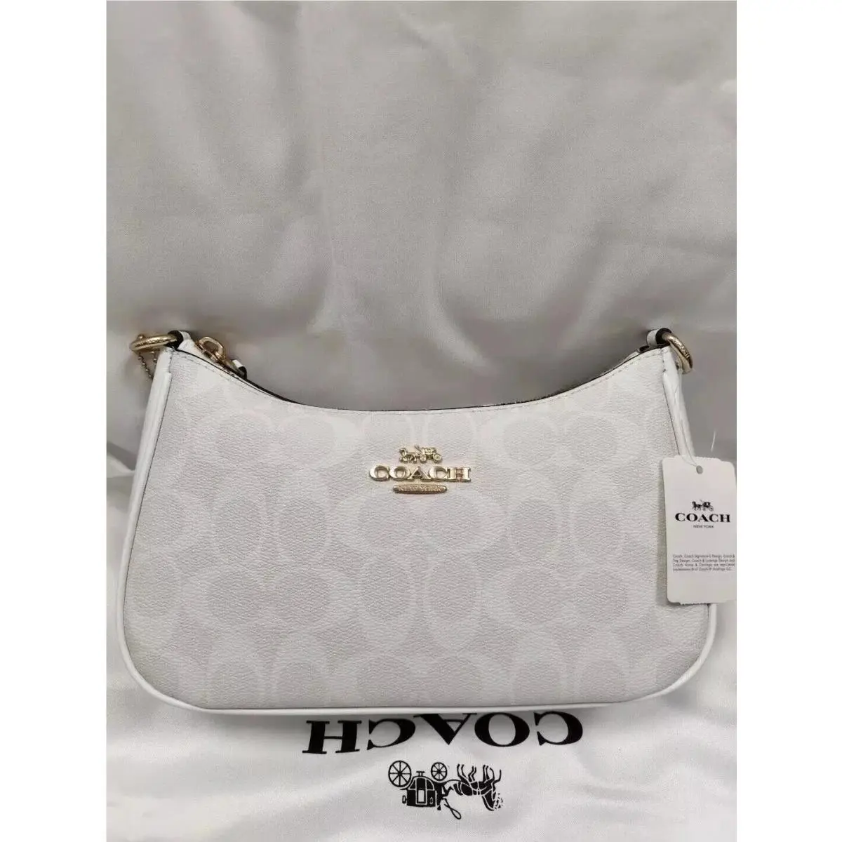 Coach Teri 2Way Shoulder Bag Signature Coated Canvas White Outlet CA548