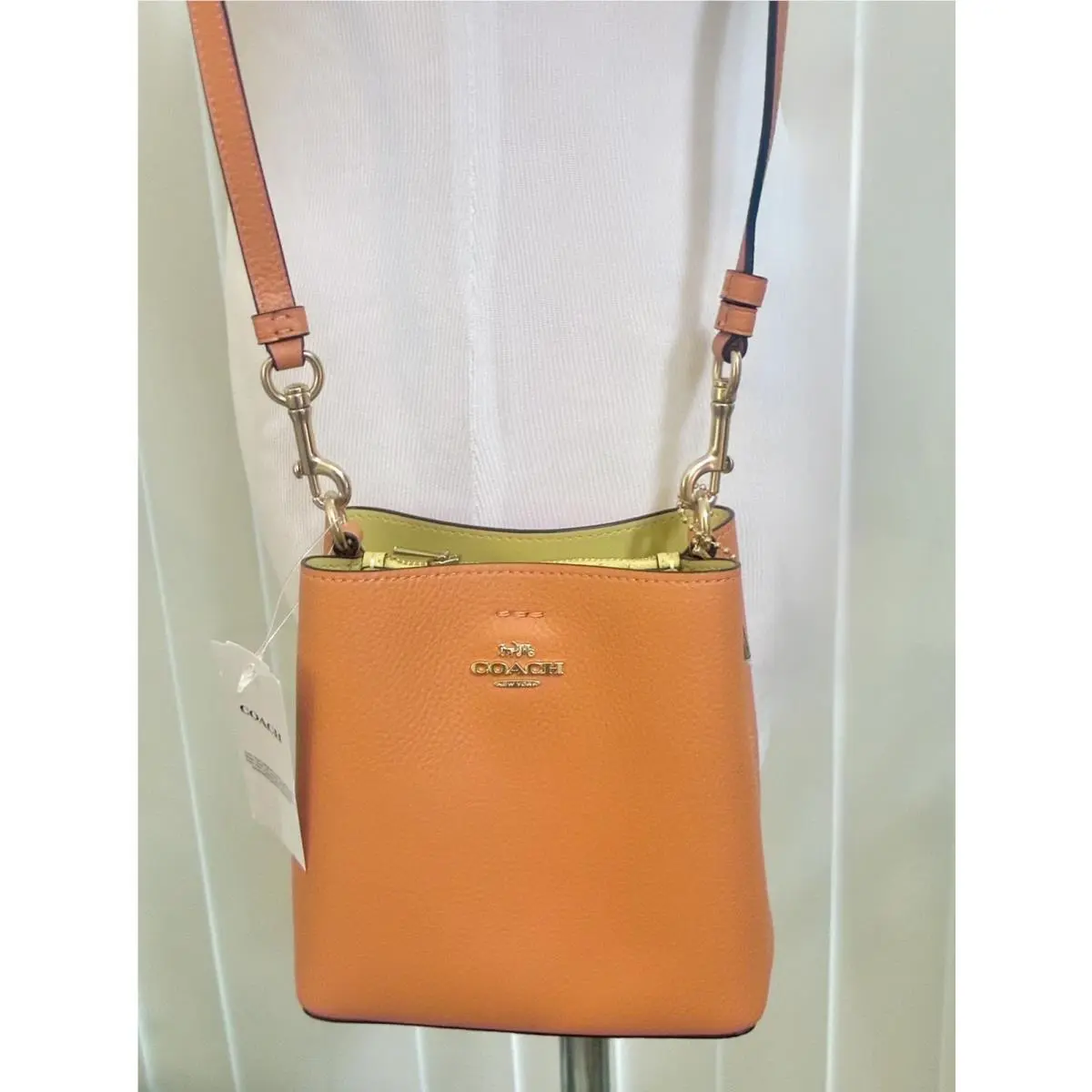 Coach Mini Town Bucket Crossbody Bag C7266 Candied Orange Pebble Leather